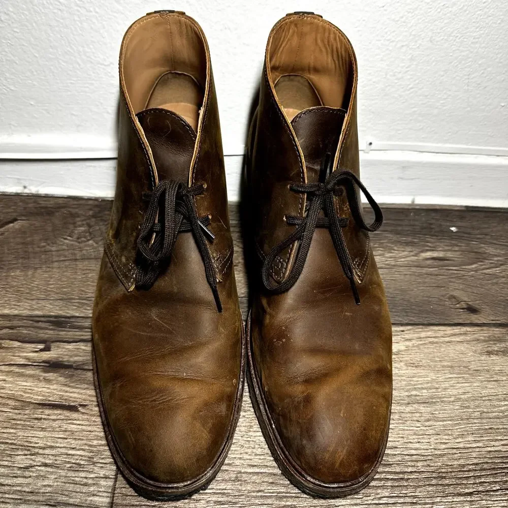 Clarks Bushacre 2 Chukka Boot Leather Lace-Up Round Toe Brown 13